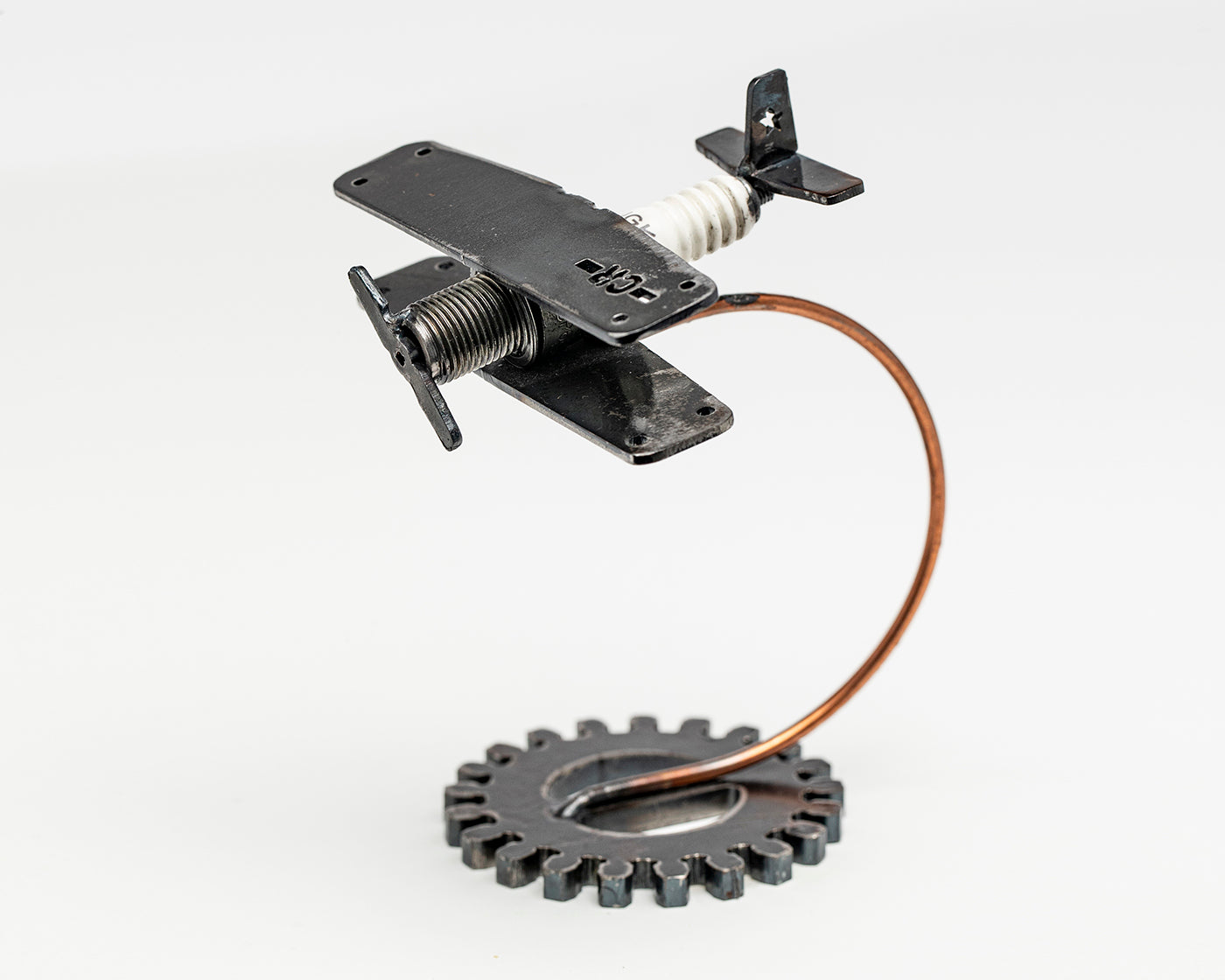 Cafe Rider Biplane Sparkplug sculpture art