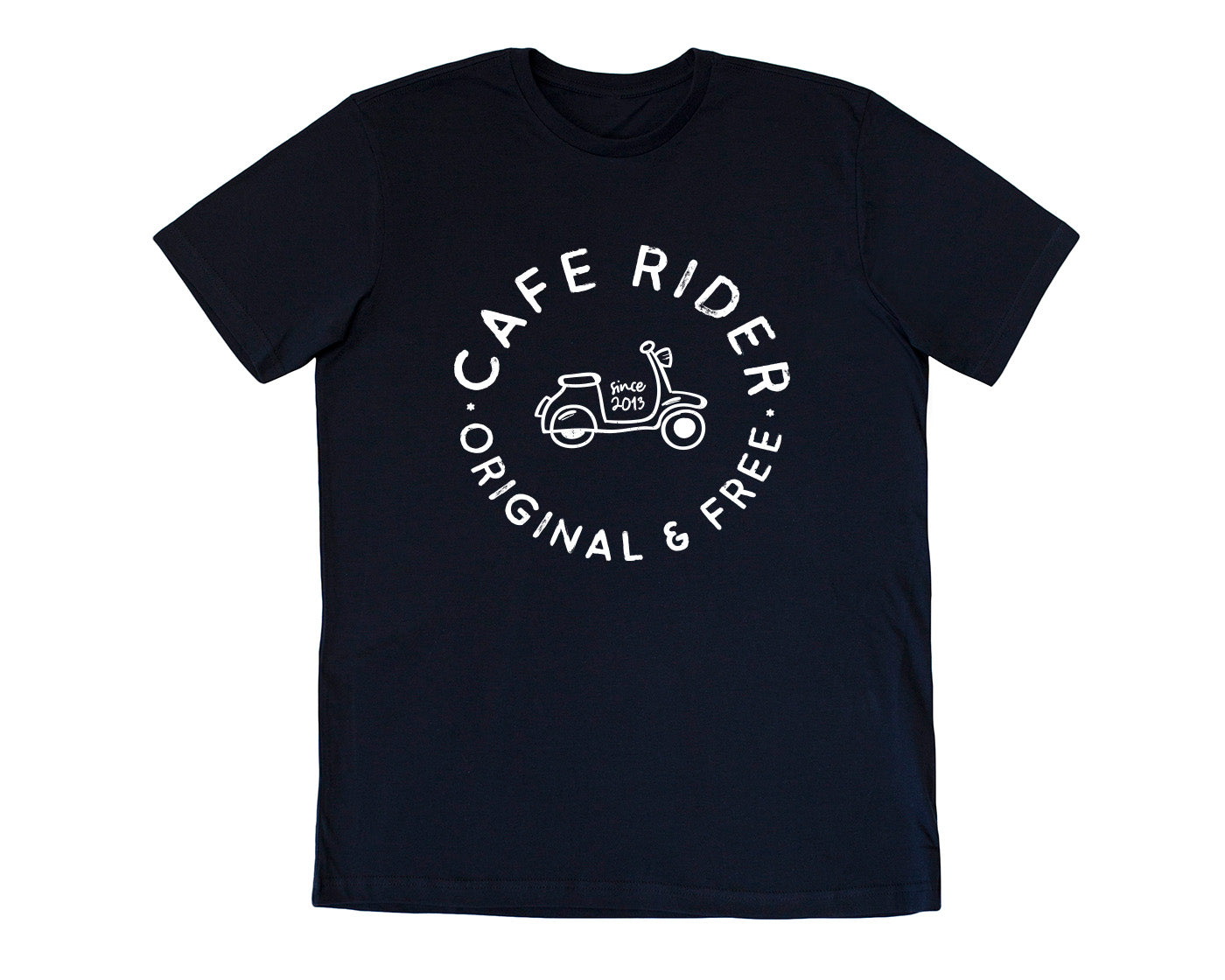 Cafe Rider Ladies Tee Black Vespa print