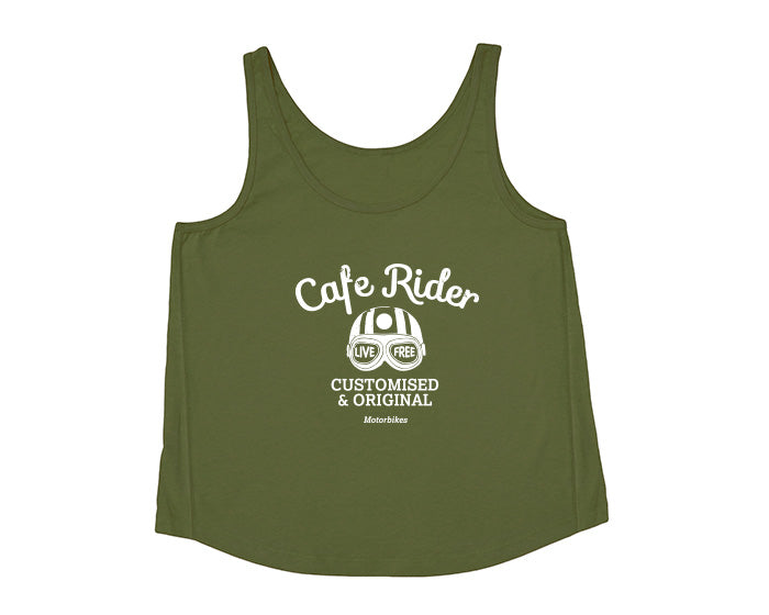Cafe Rider Ladies Tank Top Olive Green